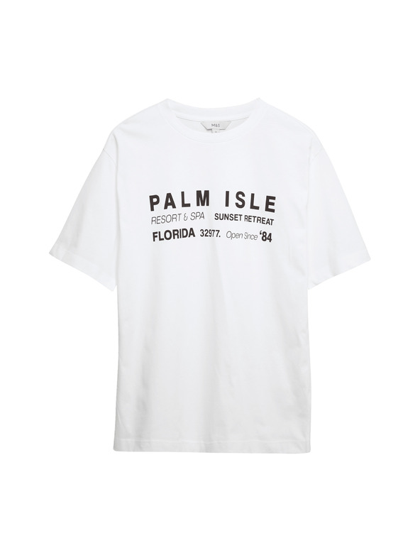 Marks & Spencer Tričko nadmernej veľkosti s nápisom, z čistej bavlny Marks & Spencer hnedá