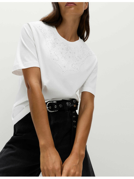 Marks & Spencer Zdobené tričko Lucky z čistej bavlny Marks & Spencer biela