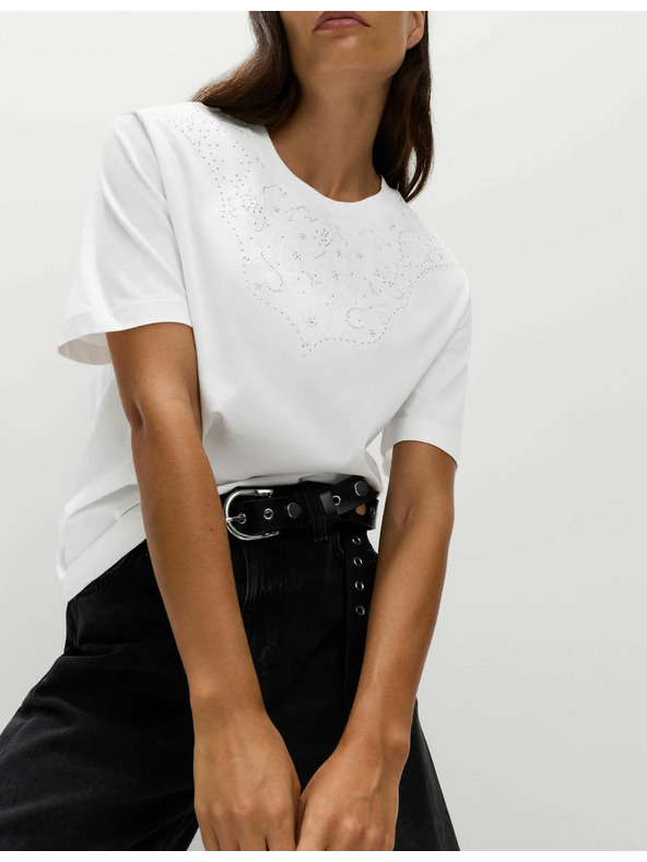 Marks & Spencer Zdobené tričko Lucky z čistej bavlny Marks & Spencer biela