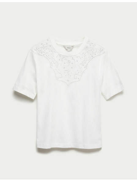 Marks & Spencer Zdobené tričko Lucky z čistej bavlny Marks & Spencer biela