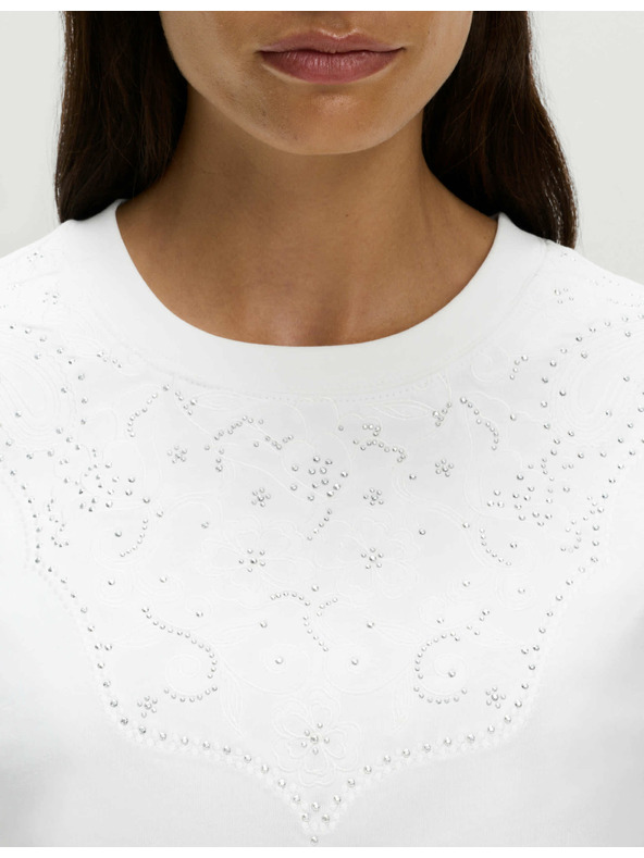 Marks & Spencer Zdobené tričko Lucky z čistej bavlny Marks & Spencer biela