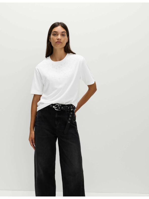 Marks & Spencer Zdobené tričko Lucky z čistej bavlny Marks & Spencer biela