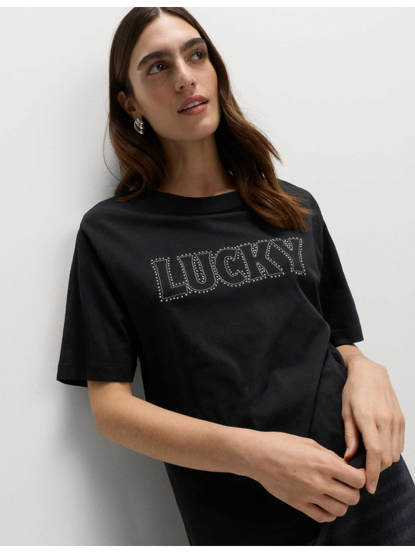 Marks & Spencer Zdobené tričko Lucky z čistej bavlny Marks & Spencer čierna