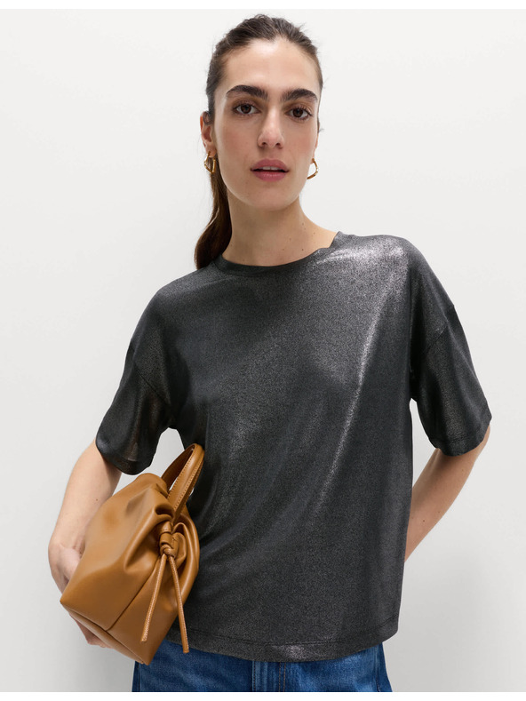 Marks & Spencer Metalické trblietavé tričko Marks & Spencer čierna