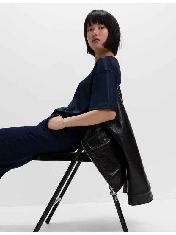 Marks & Spencer Metalické trblietavé tričko Marks & Spencer námorná modrá