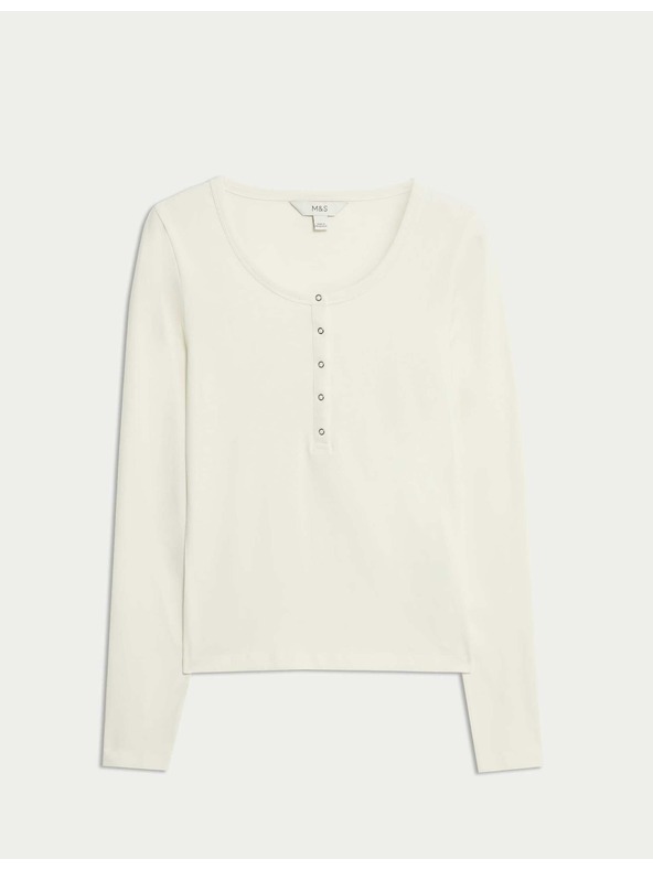 Marks & Spencer Farbený top s rozopnutím s vysokým podielom bavlny Marks & Spencer smotanová