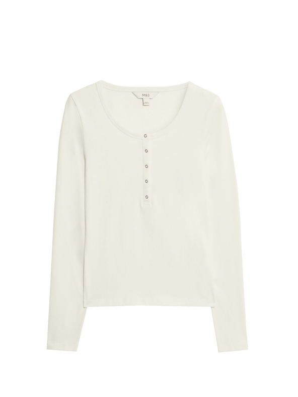 Marks & Spencer Farbený top s rozopnutím s vysokým podielom bavlny Marks & Spencer smotanová