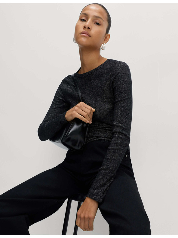 Marks & Spencer Rebrovaný trblietavý top, s vysokým podielom bavlny Marks & Spencer čierna