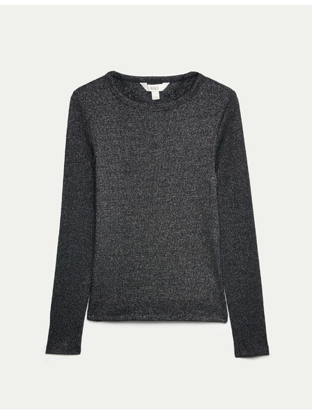 Marks & Spencer Rebrovaný trblietavý top, s vysokým podielom bavlny Marks & Spencer čierna