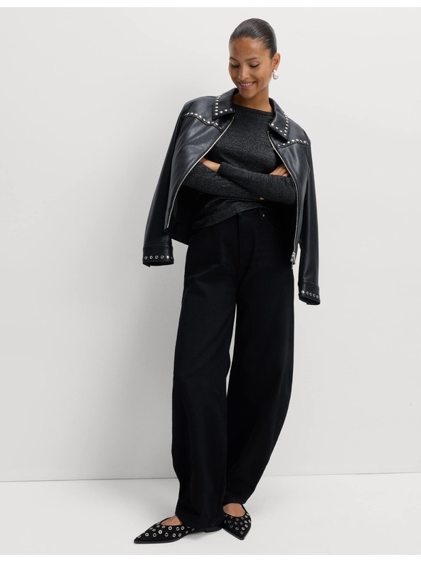 Marks & Spencer Rebrovaný trblietavý top, s vysokým podielom bavlny Marks & Spencer čierna