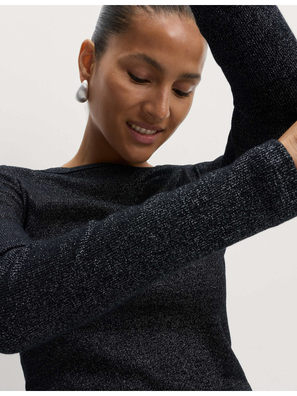 Marks & Spencer Rebrovaný trblietavý top, s vysokým podielom bavlny Marks & Spencer čierna