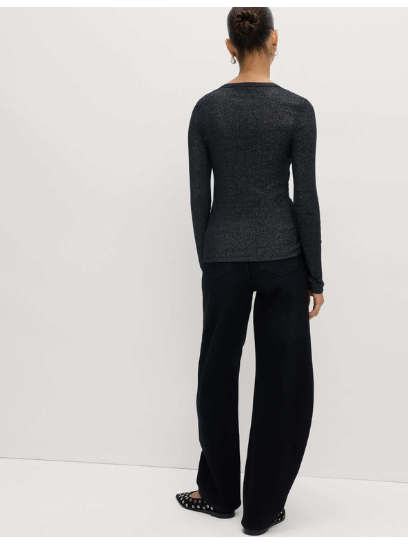 Marks & Spencer Rebrovaný trblietavý top, s vysokým podielom bavlny Marks & Spencer čierna