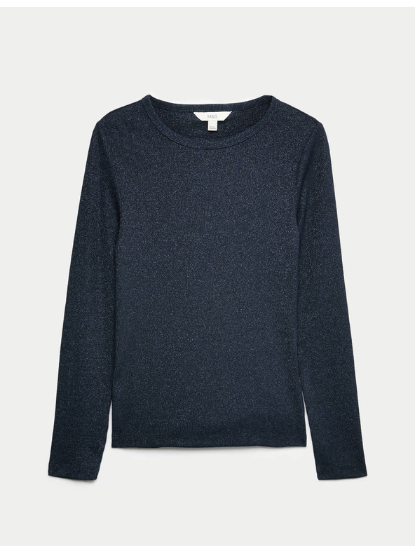 Marks & Spencer Rebrovaný trblietavý top, s vysokým podielom bavlny Marks & Spencer námorná modrá