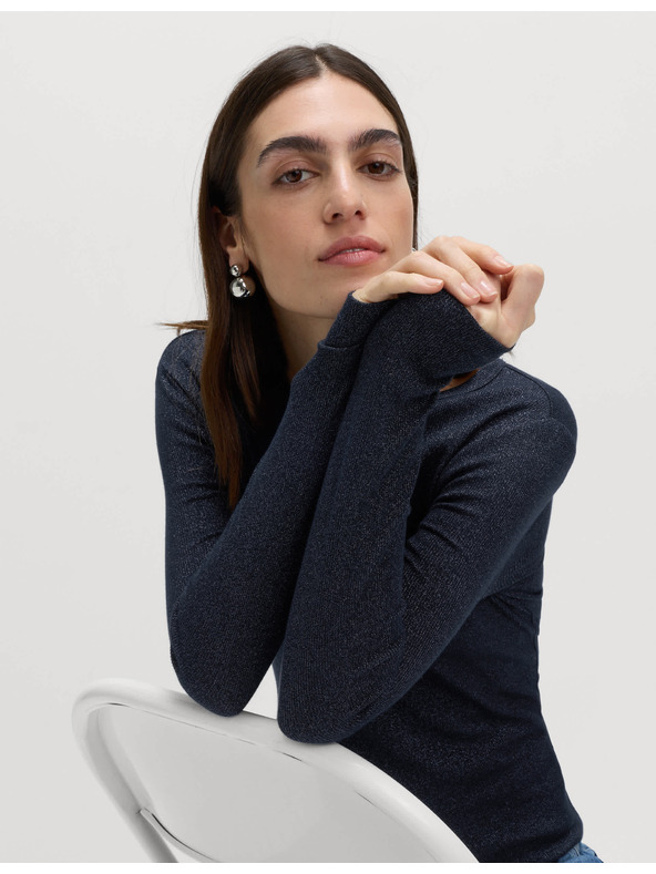 Marks & Spencer Rebrovaný trblietavý top, s vysokým podielom bavlny Marks & Spencer námorná modrá