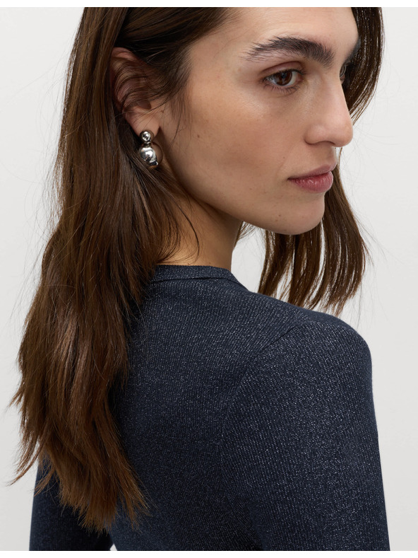 Marks & Spencer Rebrovaný trblietavý top, s vysokým podielom bavlny Marks & Spencer námorná modrá