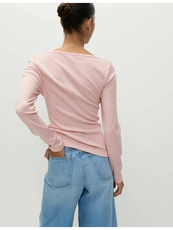 Marks & Spencer Top s oválnym výstrihom, rozopnutím a vysokým podielom bavlny Marks & Spencer ružová