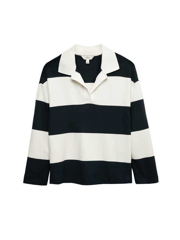 Marks & Spencer Pruhovaný pohodlný rugby top Marks & Spencer námorná modrá