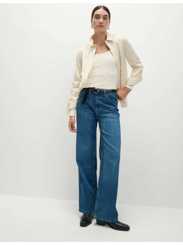 Marks & Spencer Top s oválnym výstrihom, rozopnutím a vysokým podielom bavlny Marks & Spencer smotanová