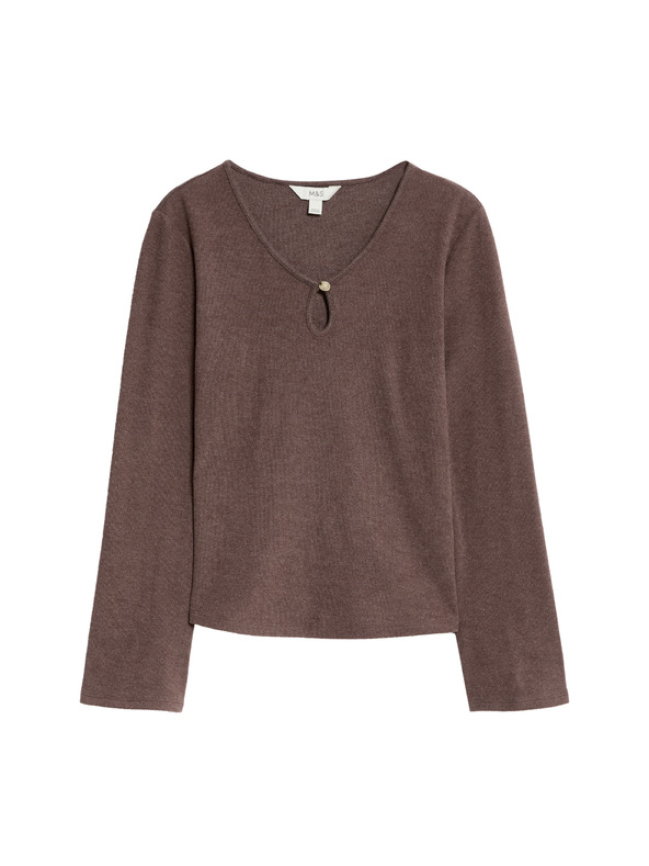 Marks & Spencer Pohodlný top s rozstrihnutým výstrihom a rozšírenými rukávmi Marks & Spencer červená