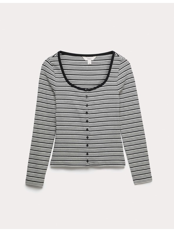 Marks & Spencer Top s oválnym výstrihom, rozhalenkou a vysokým podielom bavlny Marks & Spencer čierna