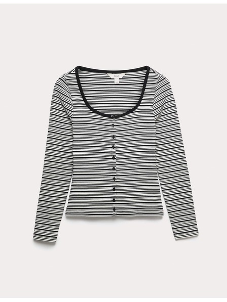 Marks & Spencer Top s oválnym výstrihom, rozhalenkou a vysokým podielom bavlny Marks & Spencer čierna