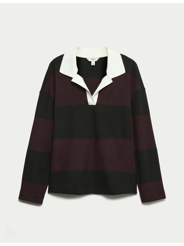 Marks & Spencer Pruhovaný pohodlný rugby top Marks & Spencer čierna