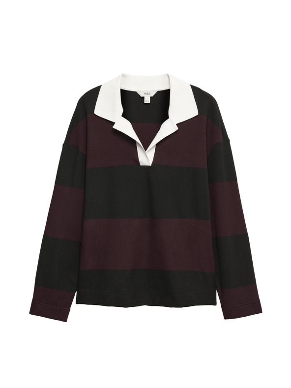 Marks & Spencer Pruhovaný pohodlný rugby top Marks & Spencer čierna