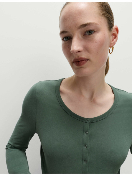 Marks & Spencer Farbený top s rozhalenkou s vysokým podielom bavlny Marks & Spencer zelená