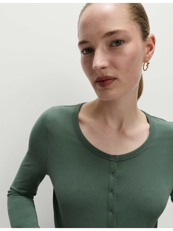 Marks & Spencer Farbený top s rozhalenkou s vysokým podielom bavlny Marks & Spencer zelená