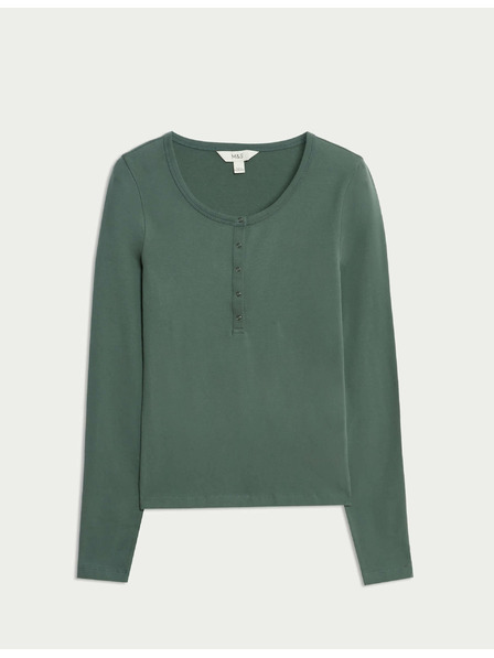 Marks & Spencer Farbený top s rozhalenkou s vysokým podielom bavlny Marks & Spencer zelená