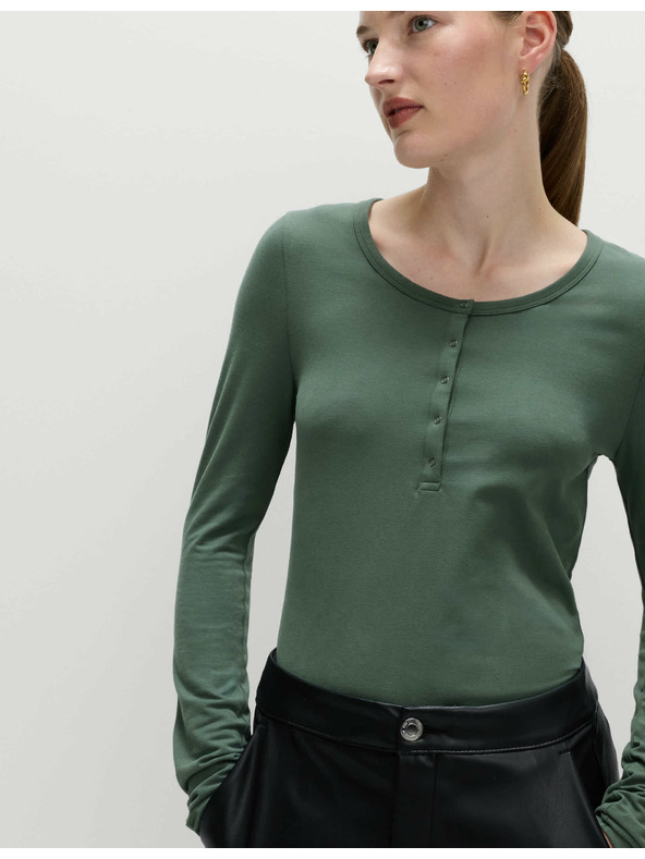 Marks & Spencer Farbený top s rozhalenkou s vysokým podielom bavlny Marks & Spencer zelená