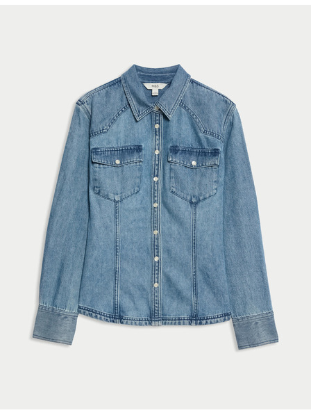 Marks & Spencer Kovbojská džínsová košeľa Marks & Spencer námorná modrá