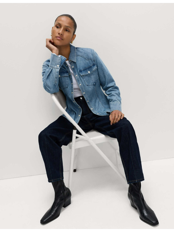 Marks & Spencer Kovbojská džínsová košeľa Marks & Spencer námorná modrá