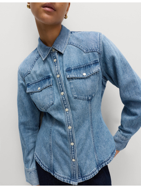 Marks & Spencer Kovbojská džínsová košeľa Marks & Spencer námorná modrá