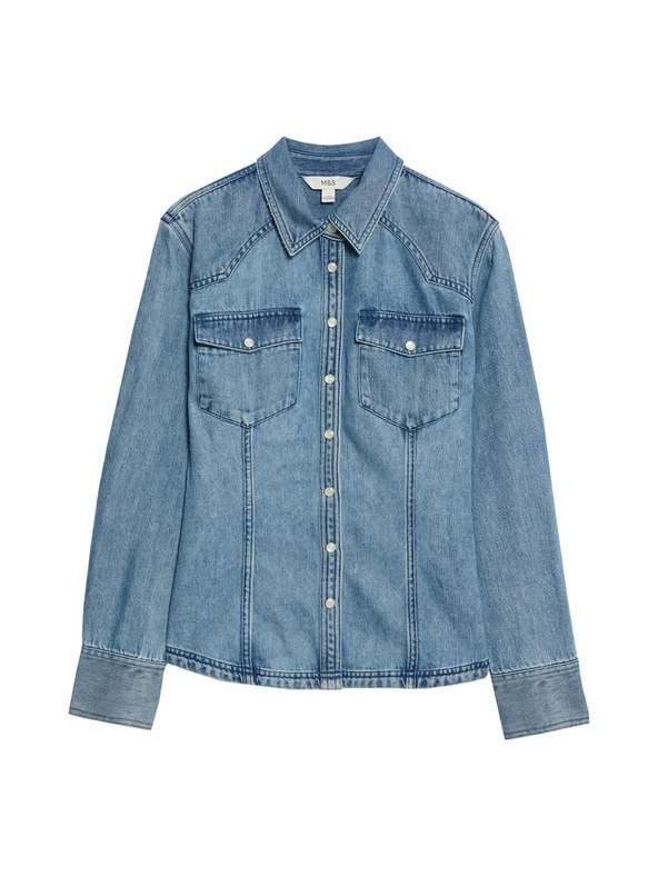 Marks & Spencer Kovbojská džínsová košeľa Marks & Spencer námorná modrá