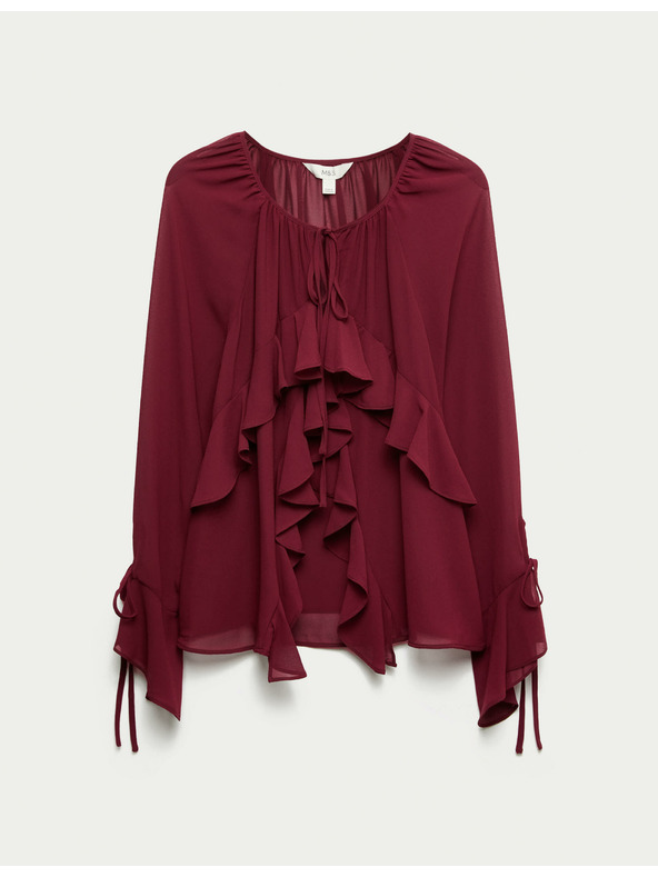 Marks & Spencer Riasená blúzka so zaväzovaním pri krku Marks & Spencer červená