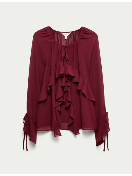 Marks & Spencer Riasená blúzka so zaväzovaním pri krku Marks & Spencer červená