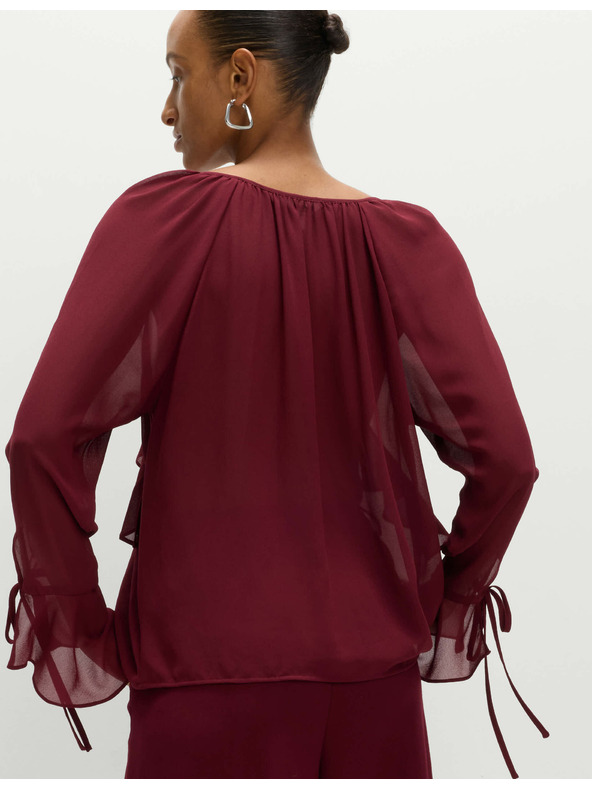 Marks & Spencer Riasená blúzka so zaväzovaním pri krku Marks & Spencer červená