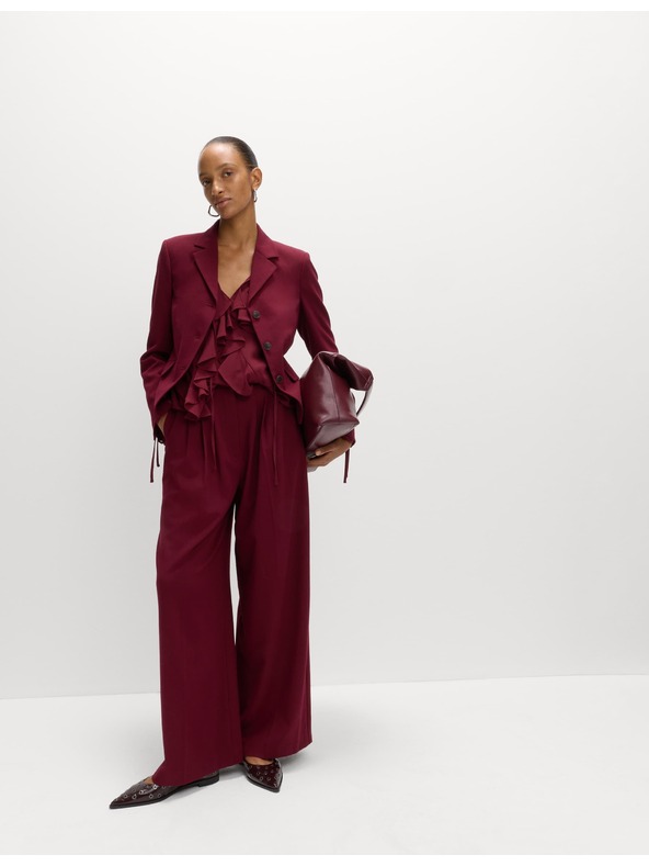 Marks & Spencer Riasená blúzka so zaväzovaním pri krku Marks & Spencer červená