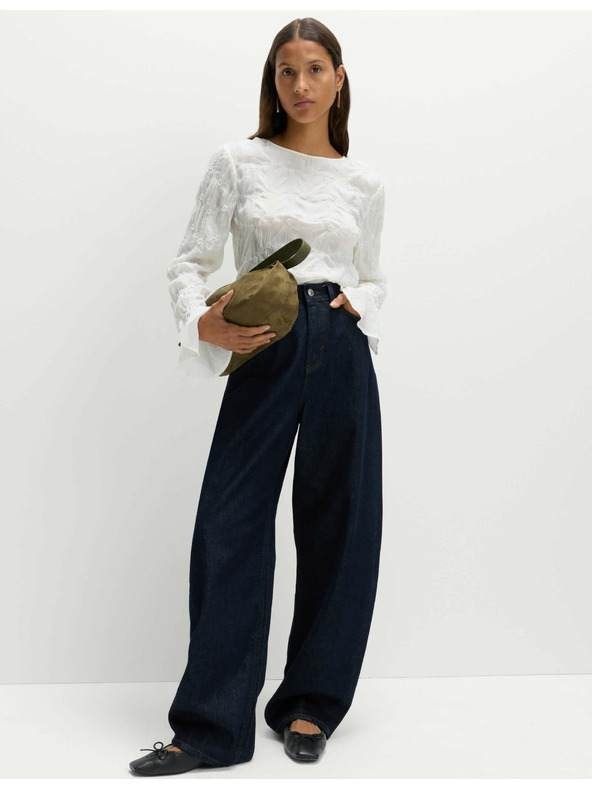 Marks & Spencer Čipková texturovaná blúzka s okrúhlym výstrihom Marks & Spencer smotanová