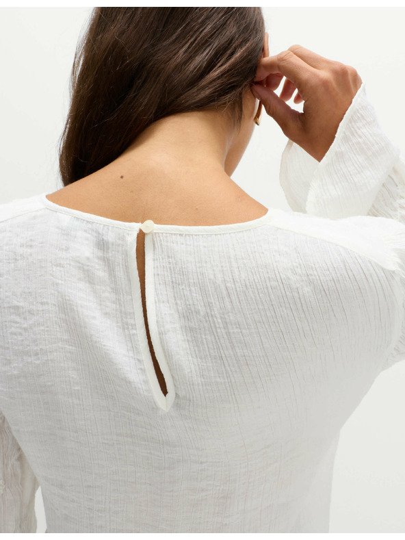 Marks & Spencer Čipková texturovaná blúzka s okrúhlym výstrihom Marks & Spencer smotanová