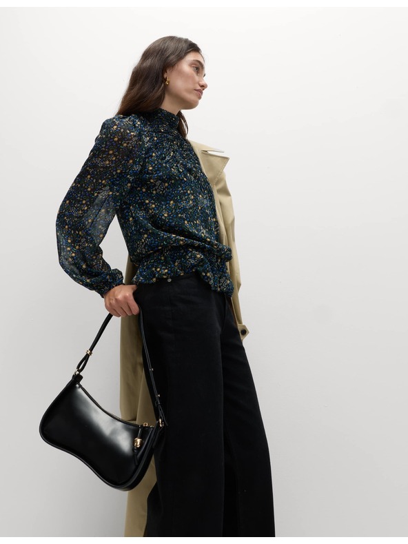 Marks & Spencer Kvetinová blúzka s dlhými rukávmi Marks & Spencer čierna