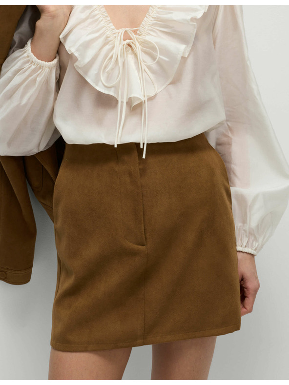 Marks & Spencer Mini sukňa áčkového strihu so semišovým vzhľadom Marks & Spencer hnedá