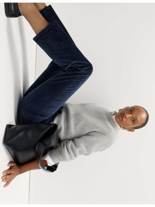 Marks & Spencer Menčestrové nohavice s vysokým obsahom bavlny Marks & Spencer námorná modrá