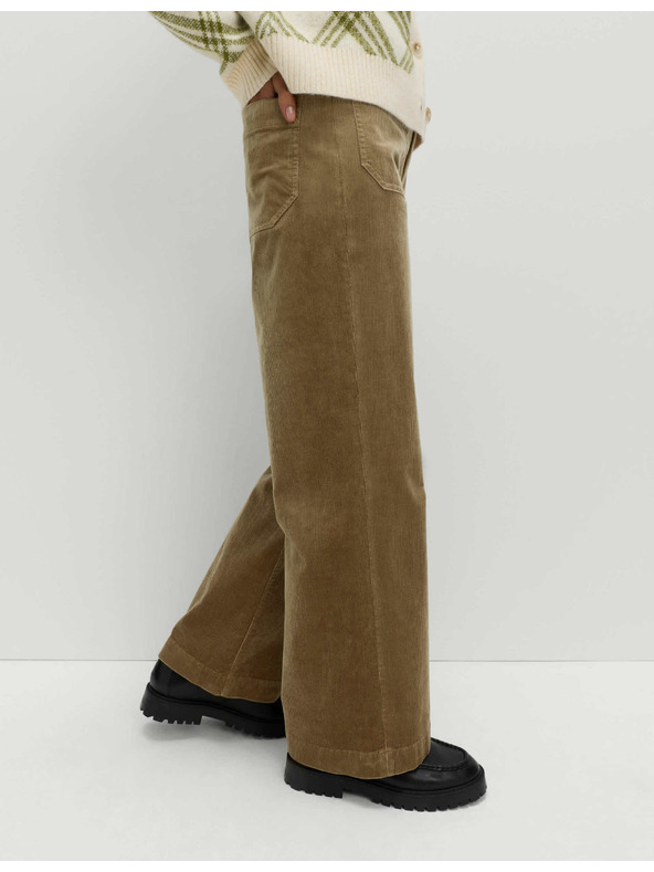 Marks & Spencer Menčestrové nohavice so širokými nohavicami Marks & Spencer hnedá