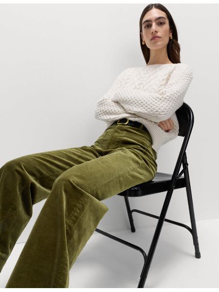 Marks & Spencer Menčestrové nohavice so širokými nohavicami Marks & Spencer zelená