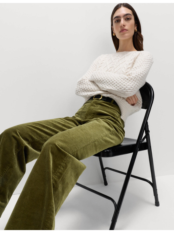 Marks & Spencer Menčestrové nohavice so širokými nohavicami Marks & Spencer zelená