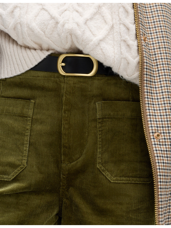 Marks & Spencer Menčestrové nohavice so širokými nohavicami Marks & Spencer zelená