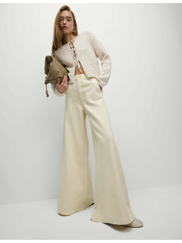 Marks & Spencer Palazzo nohavice s vysokým podielom bavlny Marks & Spencer smotanová