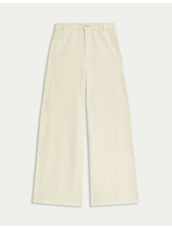 Marks & Spencer Palazzo nohavice s vysokým podielom bavlny Marks & Spencer smotanová